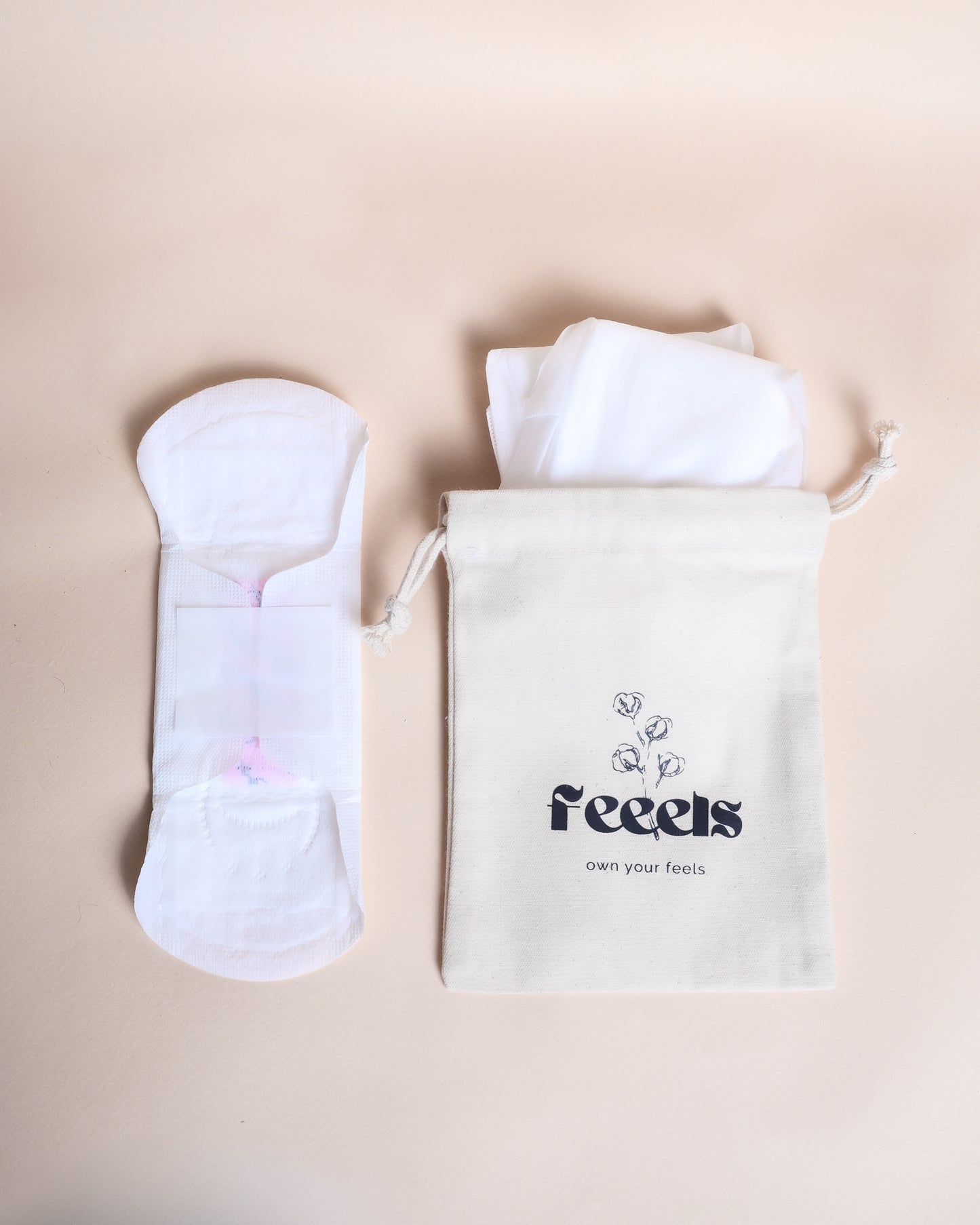 Natural Cotton Ultra Thin Sanitary Pads with Anion Strip - L, Light flow, Pack of 6