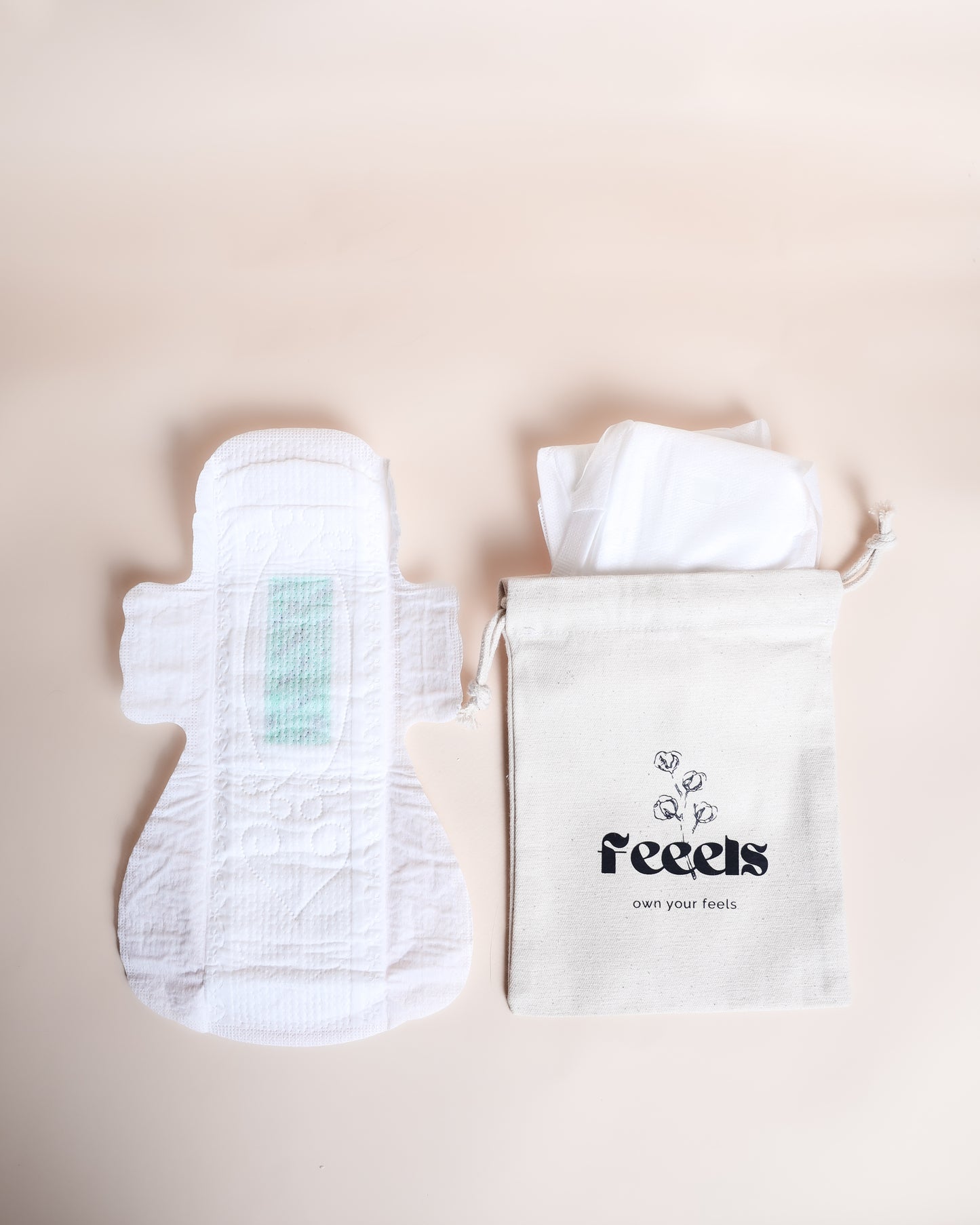 Natural Cotton Ultra Thin Sanitary Pads with Anion Strip - XL, Regular flow, Pack of 6