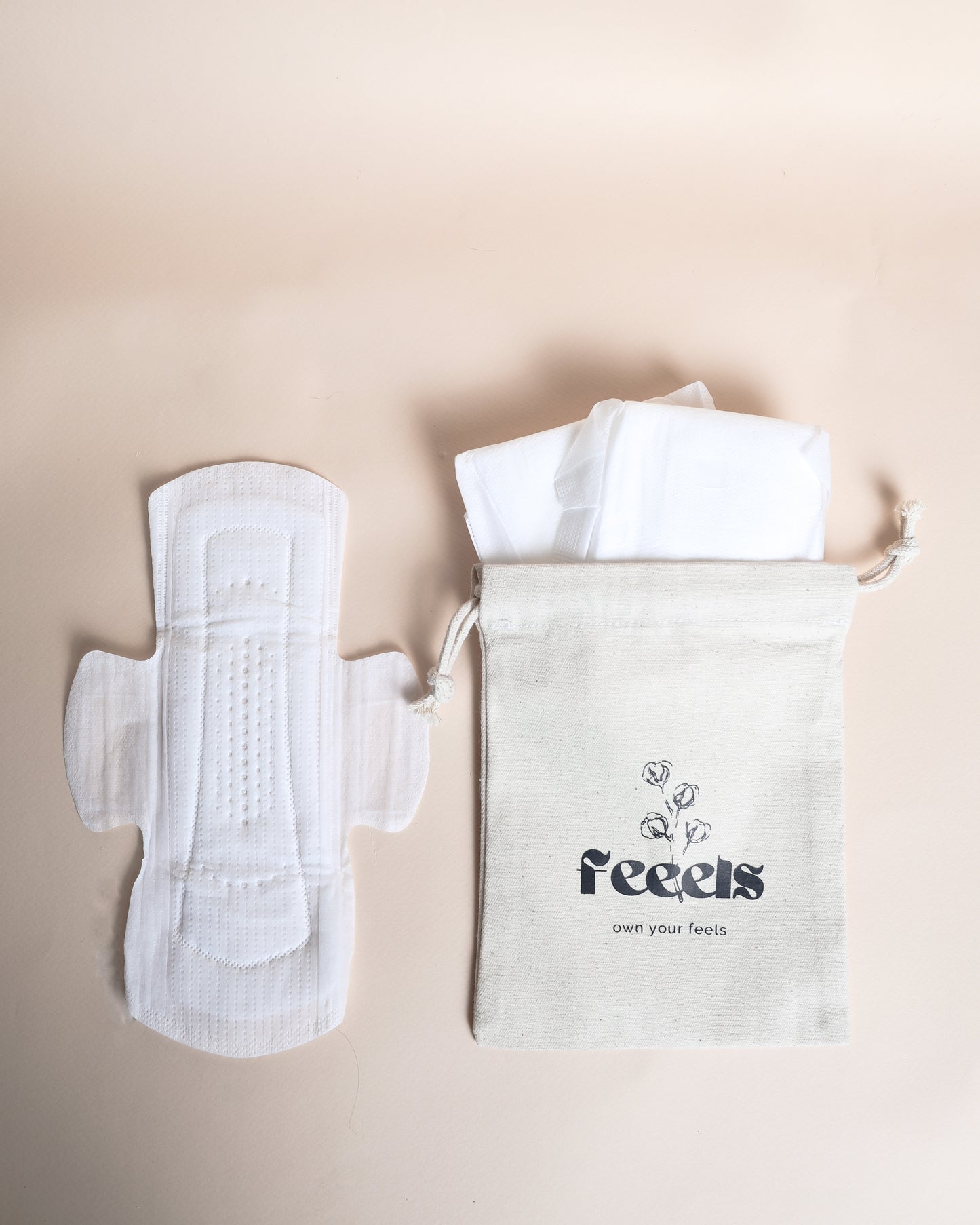 Natural Cotton Ultra Thin Sanitary Pads - L, Light flow, Pack of 6